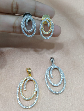 Premium AAA Grade Cubic Zircon/American Diamond Sets - Pendant & Earrings
