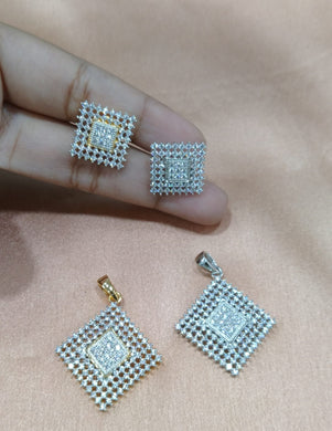 Premium AAA Grade Cubic Zircon/American Diamond Sets - Pendant & Earrings