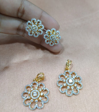Premium AAA Grade Cubic Zircon/American Diamond Sets - Pendant & Earrings