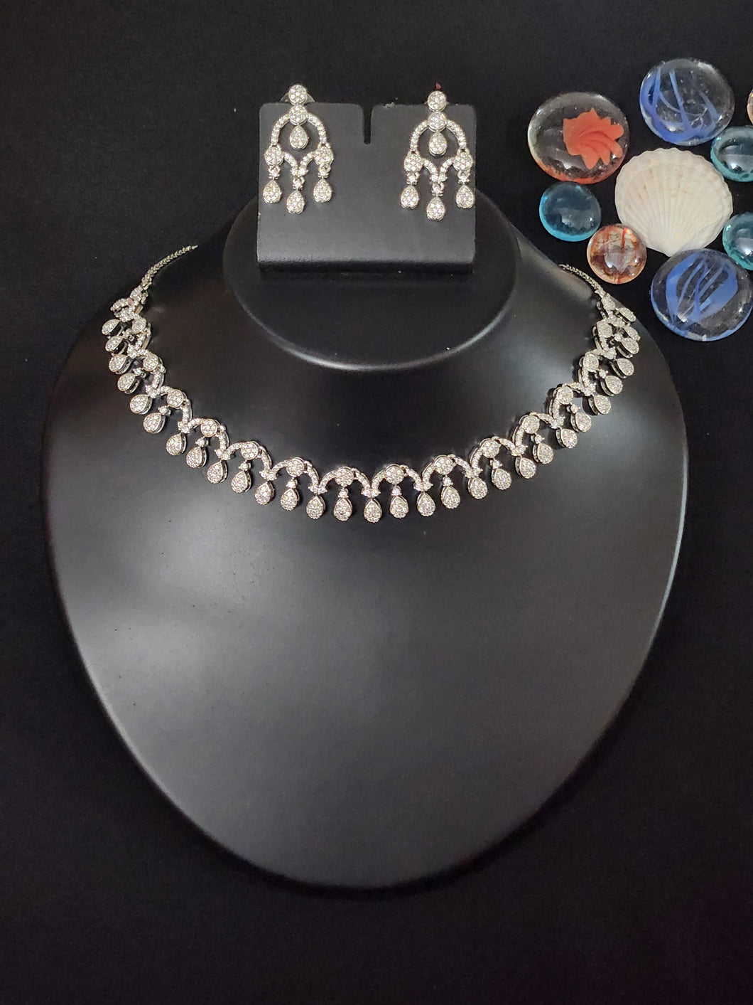 Premium AAA Grade Cubic Zircon / American Diamond Sets - Necklace & Earrings