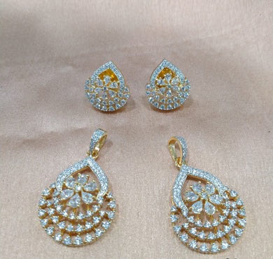Premium AAA Grade Cubic Zircon / American Diamond Sets - Pendant & Earrings