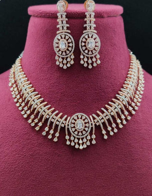 Premium AAA Grade Cubic Zircon/American Diamond Set - Necklace & Earrings