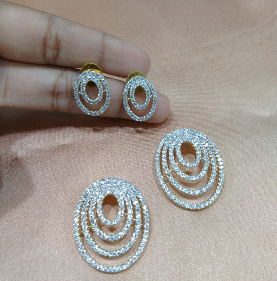 Premium AAA Grade Cubic Zircon / American Diamond Sets - Pendant & Earrings