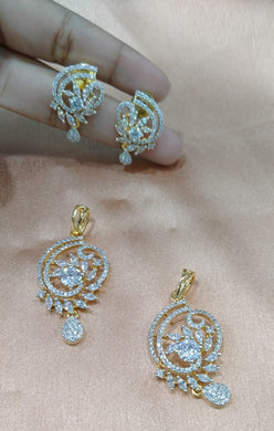 Premium AAA Grade Cubic Zircon / American Diamond Sets - Pendant & Earrings