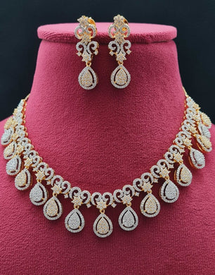 Premium AAA Grade Cubic Zircon/American Diamond Set - Necklace & Earrings