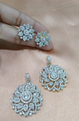 Premium AAA Grade Cubic Zircon / American Diamond Sets - Pendant & Earrings