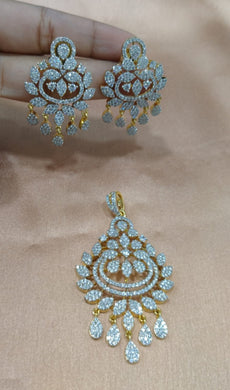 Premium AAA Grade Cubic Zircon / American Diamond Sets - Pendant & Earrings
