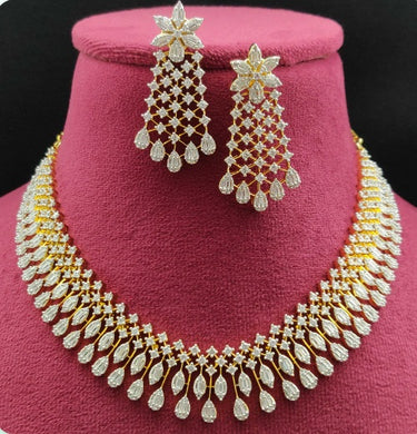 Premium AAA Grade Cubic Zircon/American Diamond Set - Necklace & Earrings