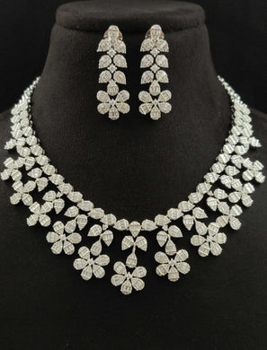 Premium AAA Grade Cubic Zircon/American Diamond Set - Necklace & Earrings