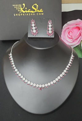 Premium AAA Grade Cubic Zircon / American Diamond Sets - Necklace & Earrings