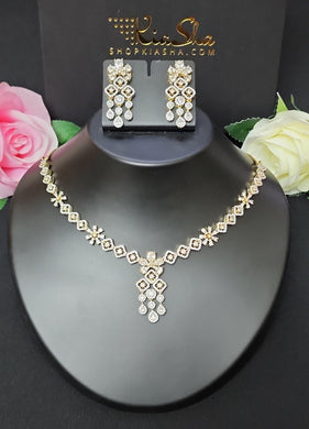Premium AAA Grade Cubic Zircon / American Diamond Sets - Necklace & Earrings