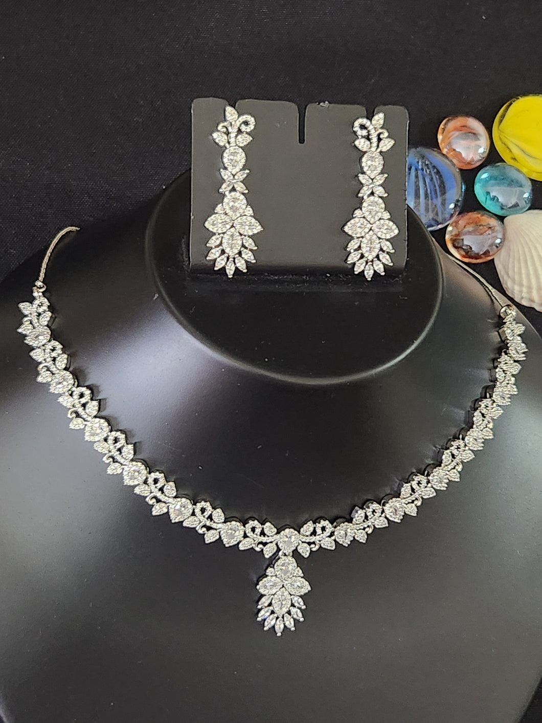 Premium AAA Grade Cubic Zircon / American Diamond Sets - Necklace & Earrings