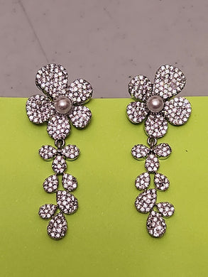 Premium AAA Grade Cubic Zircon/American Diamond Pearl Drop Earrings