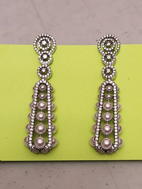 Premium AAA Grade Cubic Zircon/American Diamond Pearl Drop Earrings