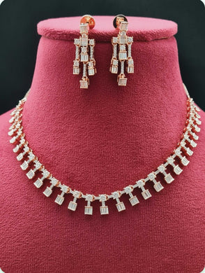Premium AAA Grade Cubic Zircon / American Diamond Sets - Necklace & Earrings