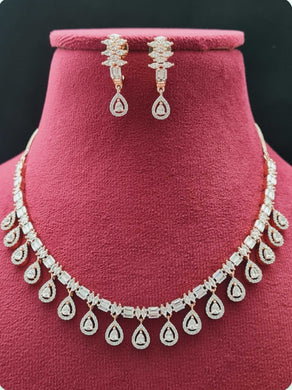 Premium AAA Grade Cubic Zircon / American Diamond Sets - Necklace & Earrings