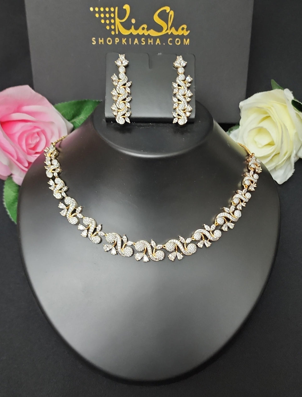 Premium AAA Grade Cubic Zircon / American Diamond Sets - Necklace & Earrings