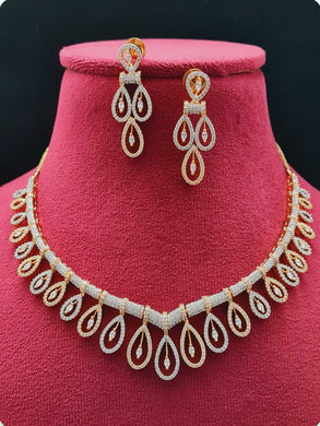 Premium AAA Grade Cubic Zircon/American Diamond Set - Necklace & Earrings