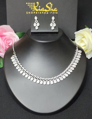 Premium AAA Grade Cubic Zircon / American Diamond Sets - Necklace & Earrings