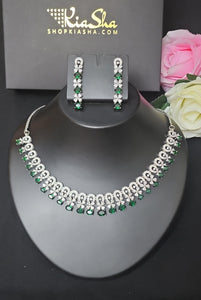 Premium AAA Grade Cubic Zircon / American Diamond Sets - Necklace & Earrings