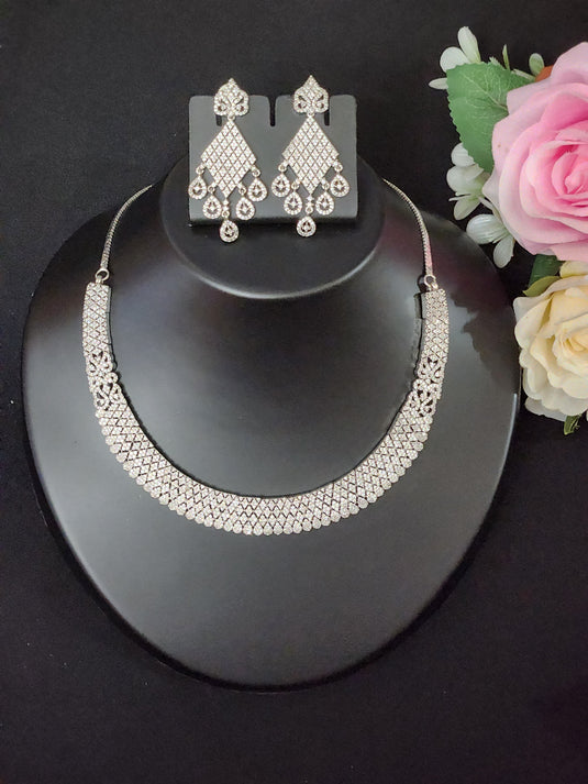 Premium AAA Grade Cubic Zircon / American Diamond Sets - Necklace & Earrings