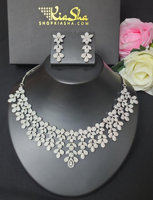 Premium AAA Grade Cubic Zircon / American Diamond Sets - Necklace & Earrings