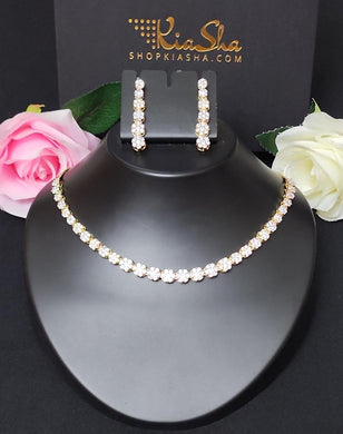 Premium AAA Grade Cubic Zircon / American Diamond Sets - Necklace & Earrings