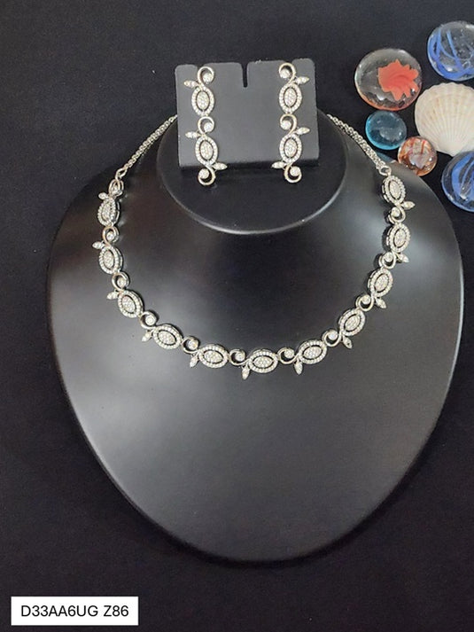 Premium AAA Grade Cubic Zircon / American Diamond Sets - Necklace & Earrings
