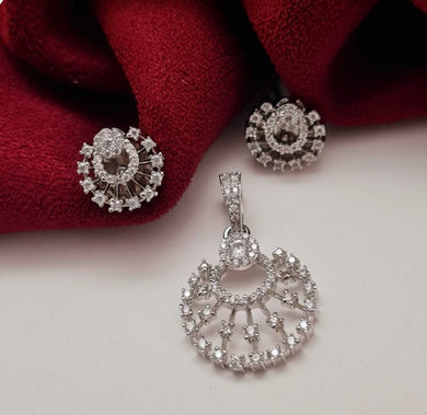 Premium AAA Grade Cubic Zircon/American Diamond Sets - Pendant & Earrings