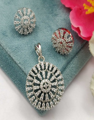 Premium AAA Grade Cubic Zircon/American Diamond Sets - Pendant & Earrings