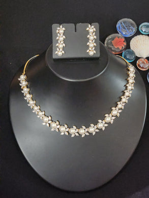 Premium AAA Grade Cubic Zircon / American Diamond Sets in Pearls - Necklace & Earrings