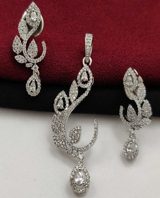 Premium AAA Grade Cubic Zircon/American Diamond Sets - Pendant & Earrings