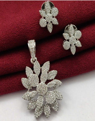 Premium AAA Grade Cubic Zircon/American Diamond Sets - Pendant & Earrings