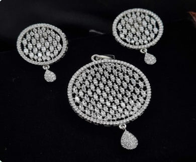 Premium AAA Grade Cubic Zircon/American Diamond Sets - Pendant & Earrings