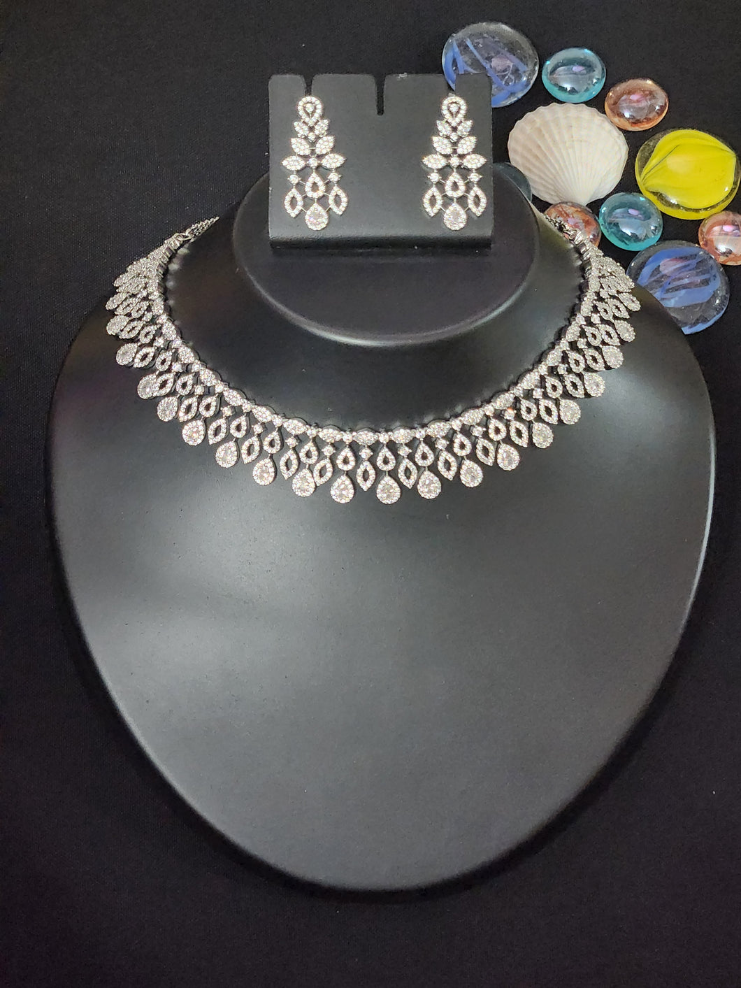 Premium AAA Grade Cubic Zircon / American Diamond Sets - Necklace & Earrings