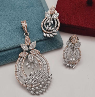 Premium AAA Grade Cubic Zircon/American Diamond Sets - Pendant & Earrings