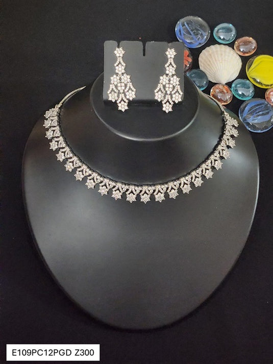 Premium AAA Grade Cubic Zircon / American Diamond Sets - Necklace & Earrings