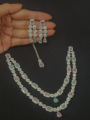 Premium AAA Grade Cubic Zircon / American Diamond Sets - Necklace & Earrings