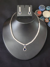 Load image into Gallery viewer, Premium AAA Grade Cubic Zircon / American Diamond Sets - Necklace &amp; Earrings - Red Color &amp; Blue Color