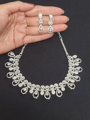 Premium AAA Grade Cubic Zircon / American Diamond Sets - Necklace & Earrings