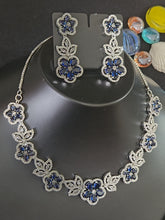 Load image into Gallery viewer, Premium AAA Grade Cubic Zircon / American Diamond Sets - Necklace &amp; Earrings - Pink, Blue