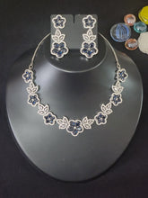 Load image into Gallery viewer, Premium AAA Grade Cubic Zircon / American Diamond Sets - Necklace &amp; Earrings - Pink, Blue