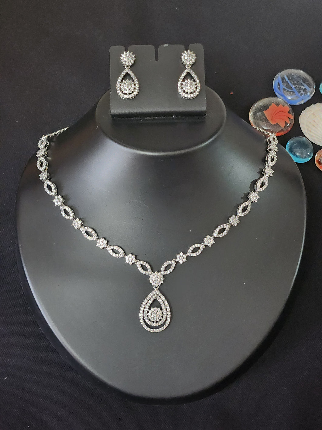 Premium AAA Grade Cubic Zircon / American Diamond Sets - Necklace & Earrings