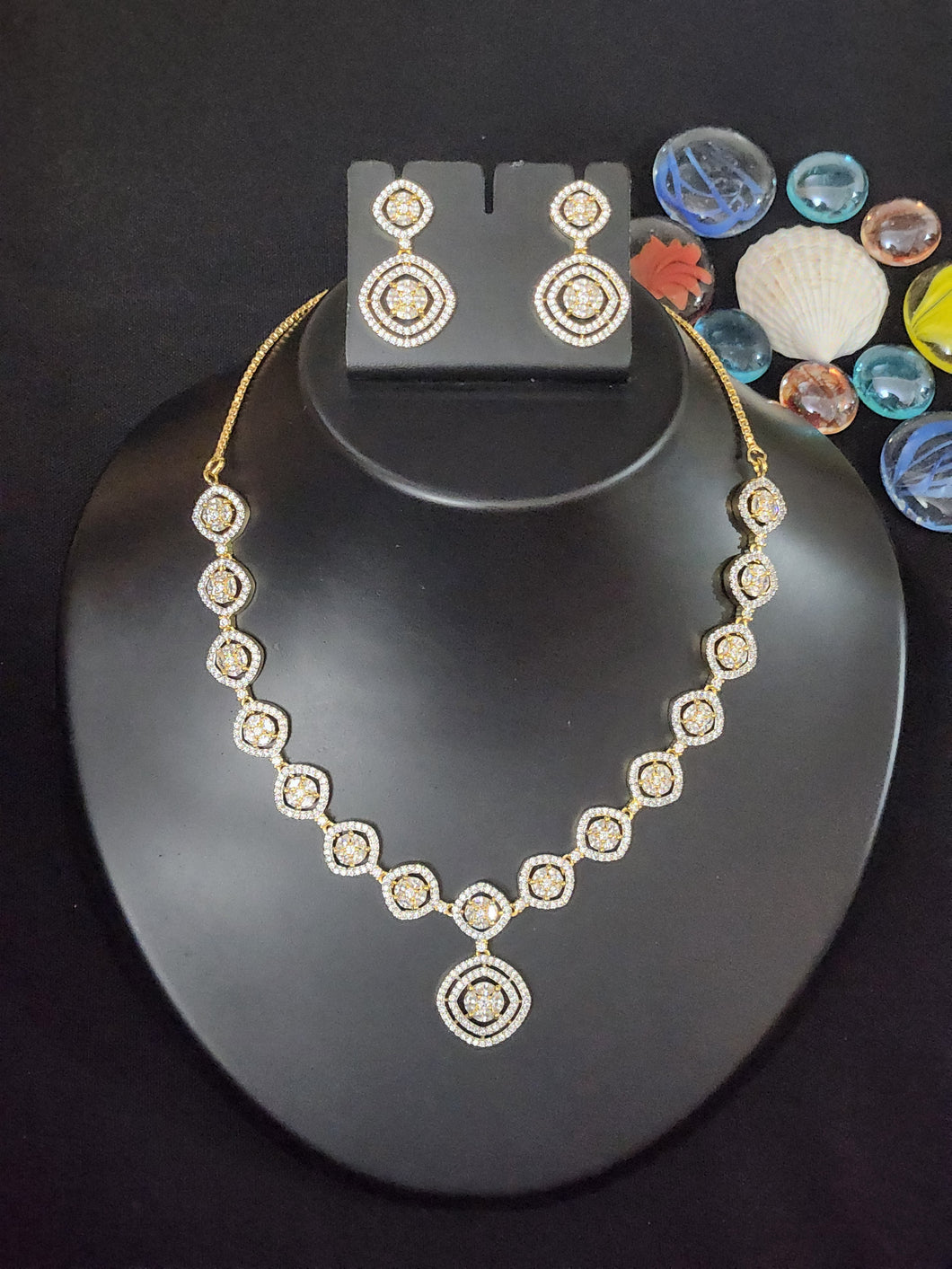 Premium AAA Grade Cubic Zircon / American Diamond Sets - Necklace & Earrings