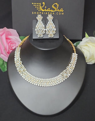 Premium AAA Grade Cubic Zircon / American Diamond Sets - Necklace & Earrings