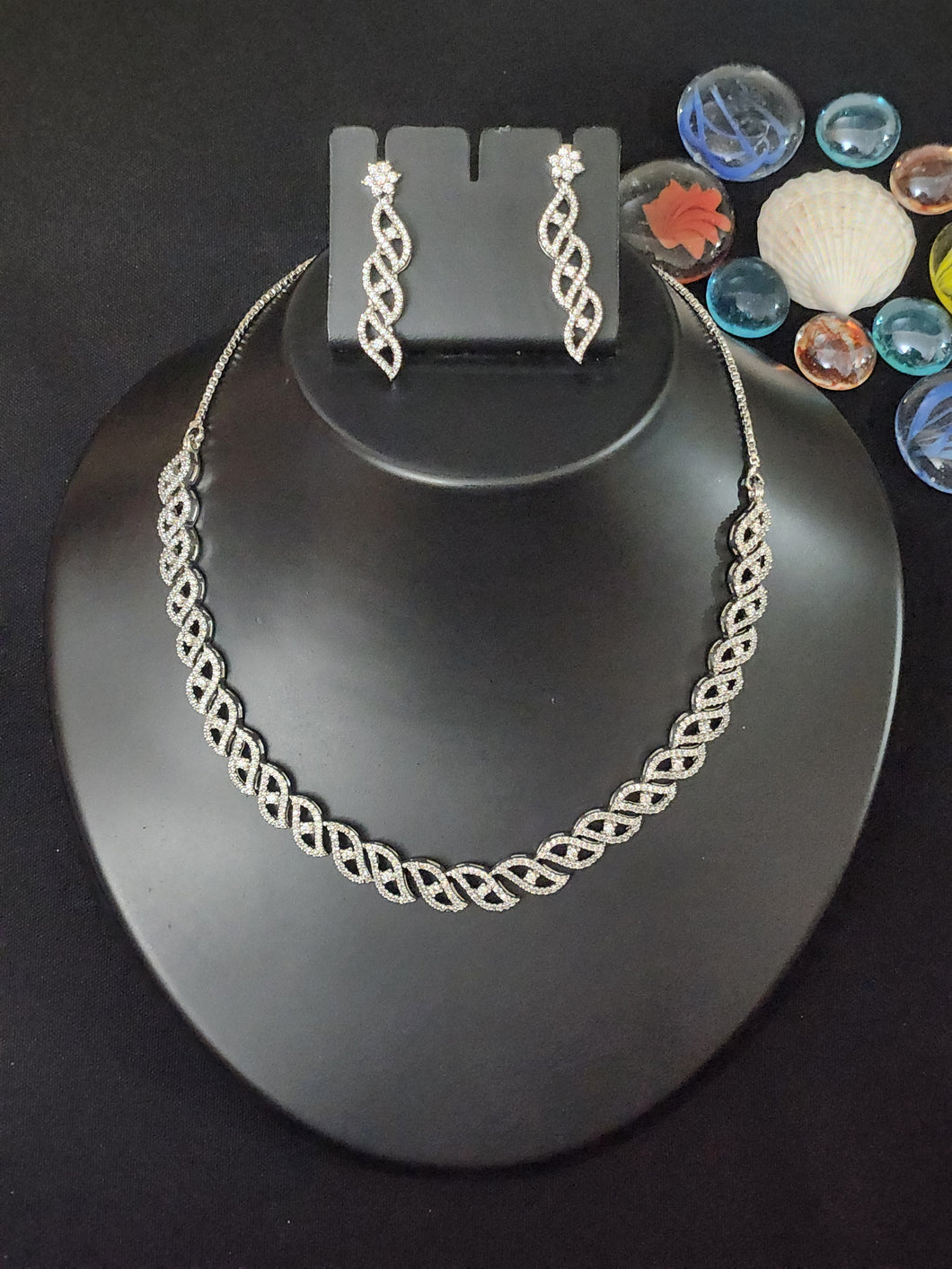 Premium AAA Grade Cubic Zircon / American Diamond Sets - Necklace & Earrings