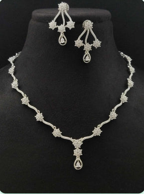 Premium AAA Grade Cubic Zircon/American Diamond Set- Necklace & Earrings