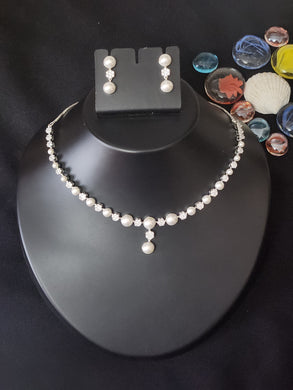 Premium AAA Grade Cubic Zircon/American Diamond Sets with Pearls - Necklace & Earrings