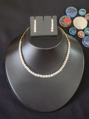 Premium AAA Grade Cubic Zircon / American Diamond Tennis Sets - Necklace & Earrings
