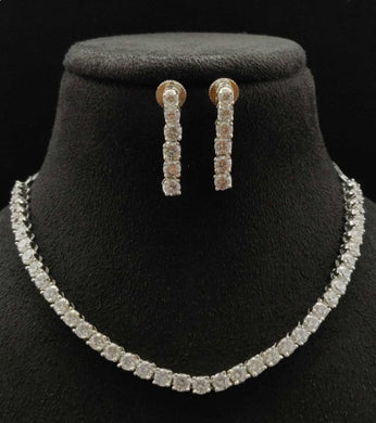 Premium AAA Grade Cubic Zircon/American Diamond Tennis Set - Necklace & Earrings